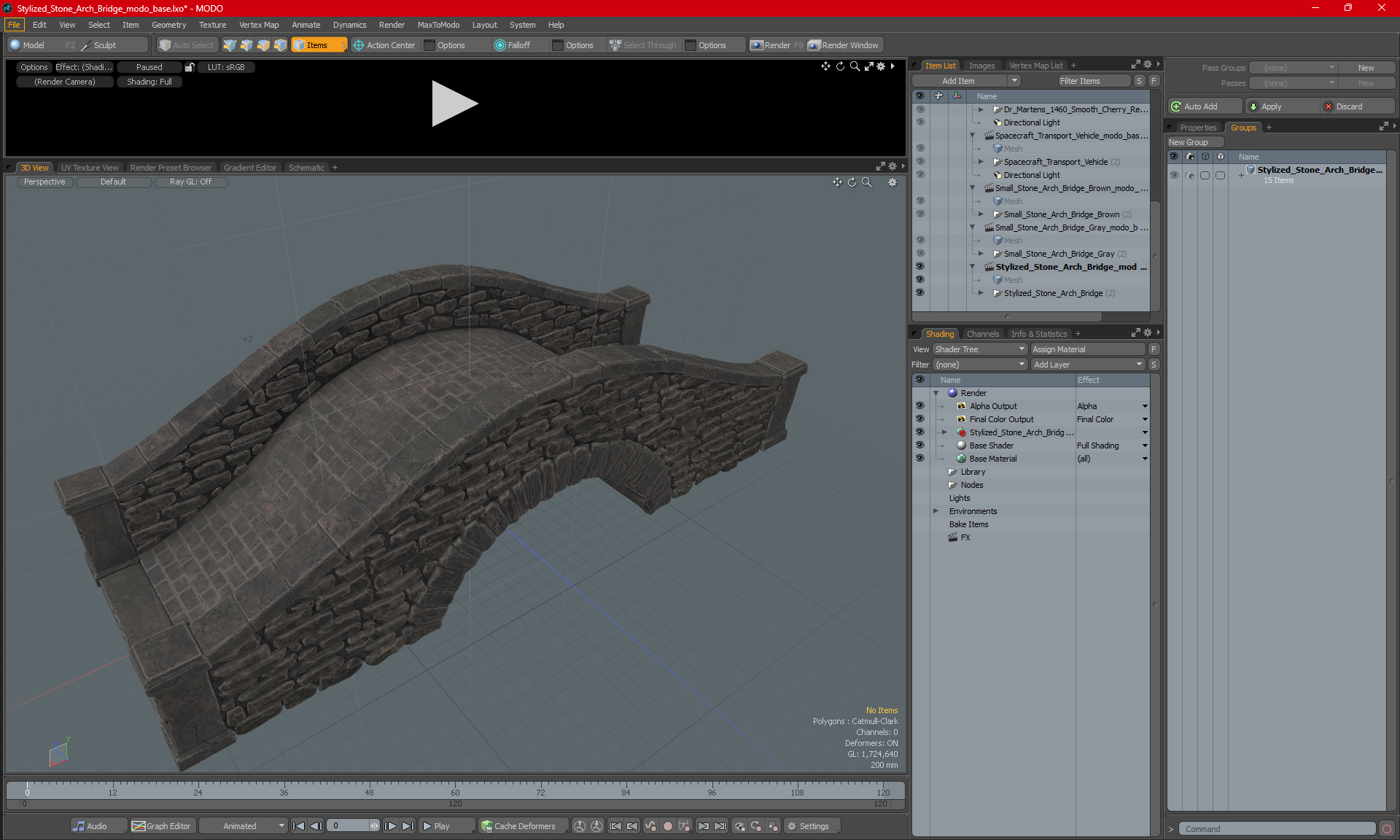 3D Stylized Stone Arch Bridge