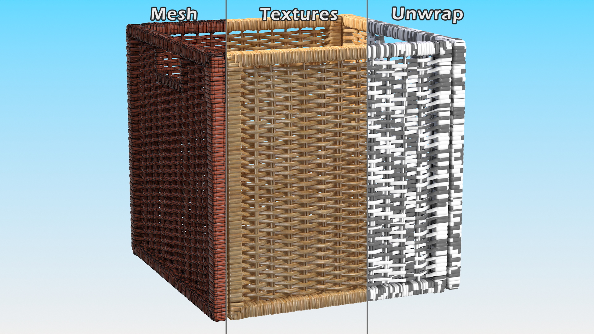 3D Rattan Storage Basket