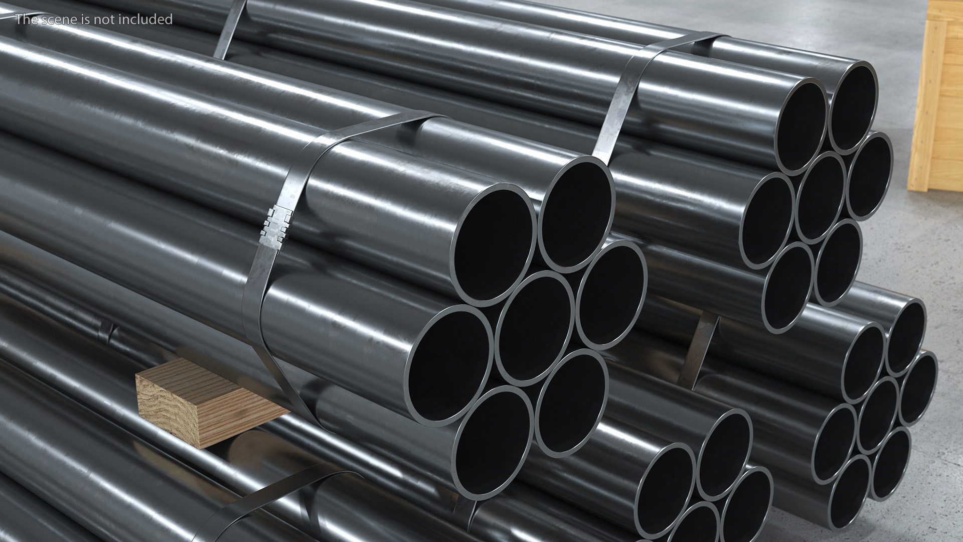 3D Thick Steel Pipes Bundle 2 Meters model