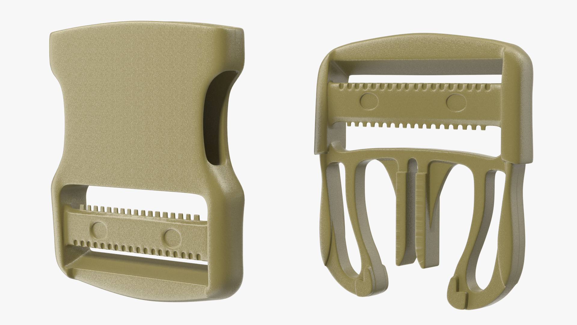 3D Flat Dual Release Plastic Buckle Khaki model