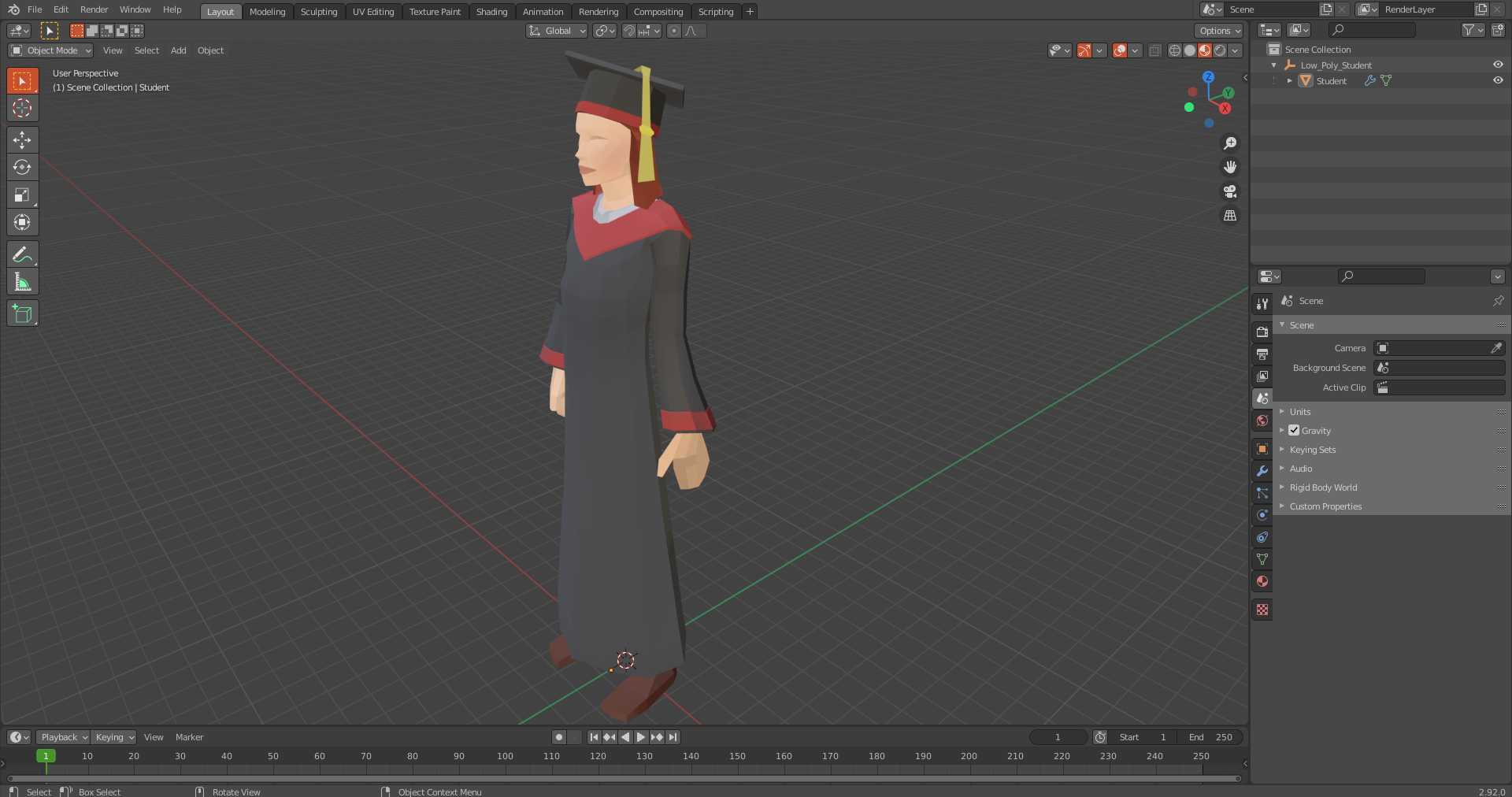 3D Low Poly Student