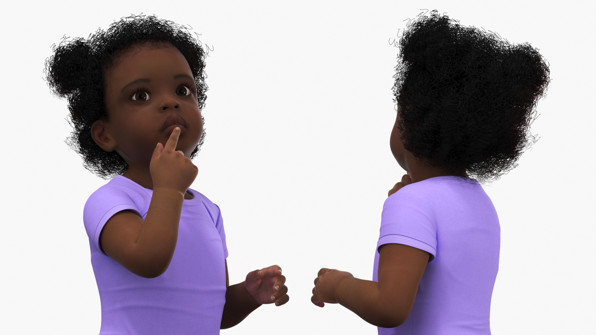 3D African Baby Girl Light Skin in Bodysuit Sitting model