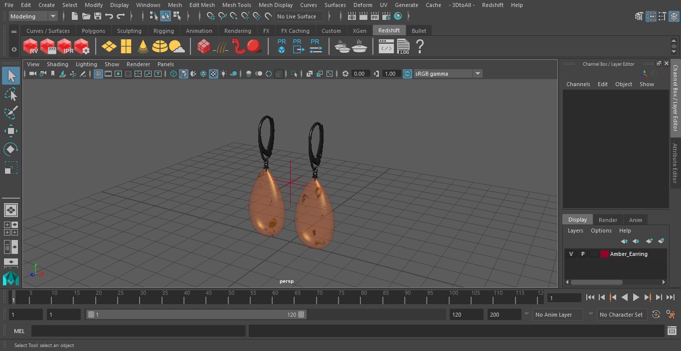 3D Amber Earring model