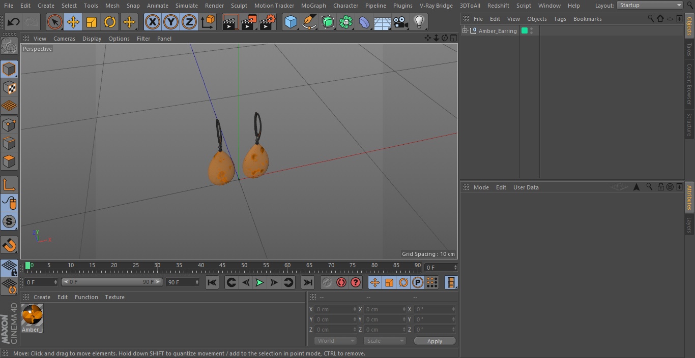 3D Amber Earring model