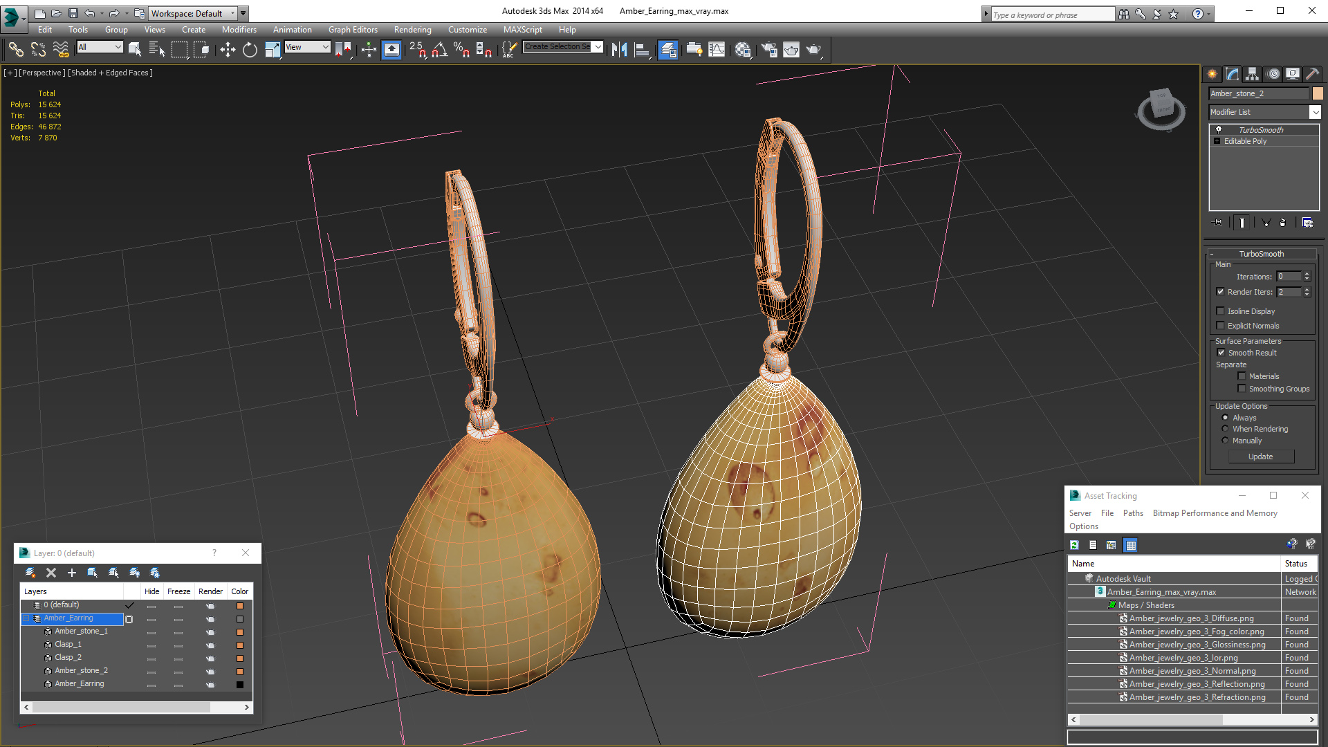 3D Amber Earring model