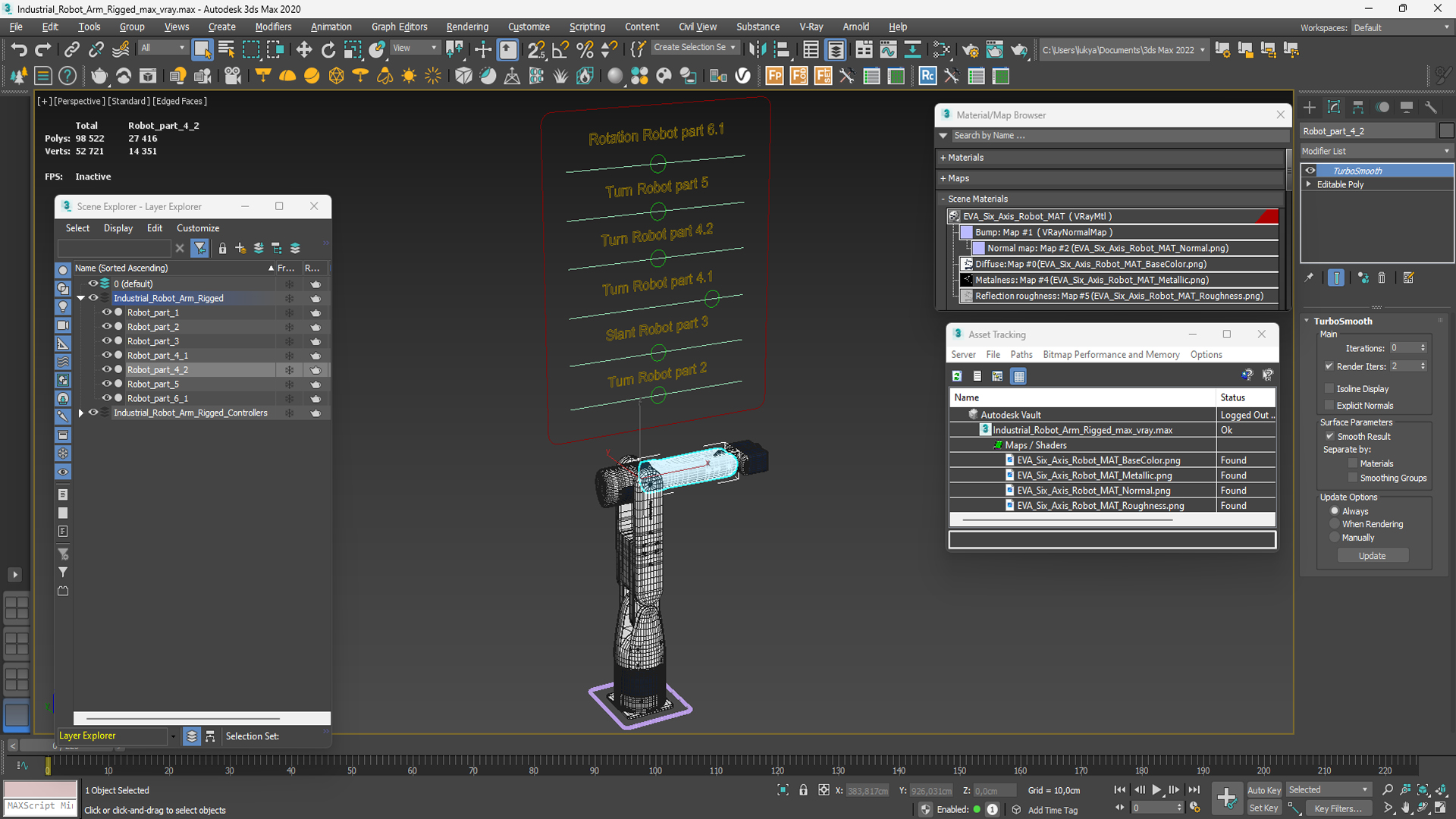 Industrial Robot Arm Rigged 3D