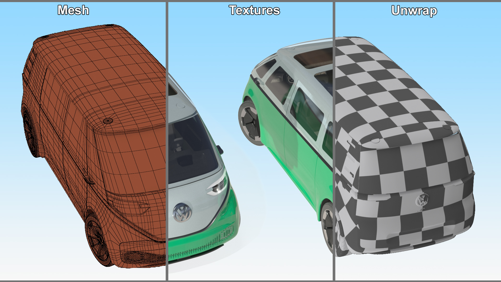 3D Volkswagen Electric ID Buzz Rigged for Maya model