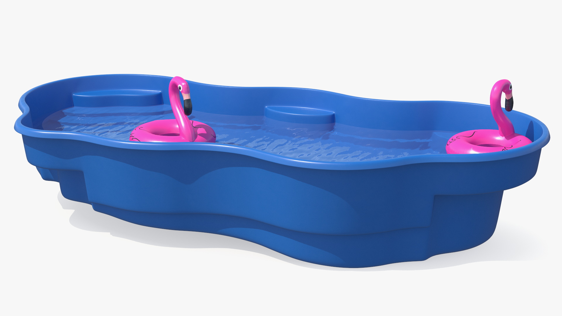 Pool and Inflatable Flamingo Swimming Ring 3D