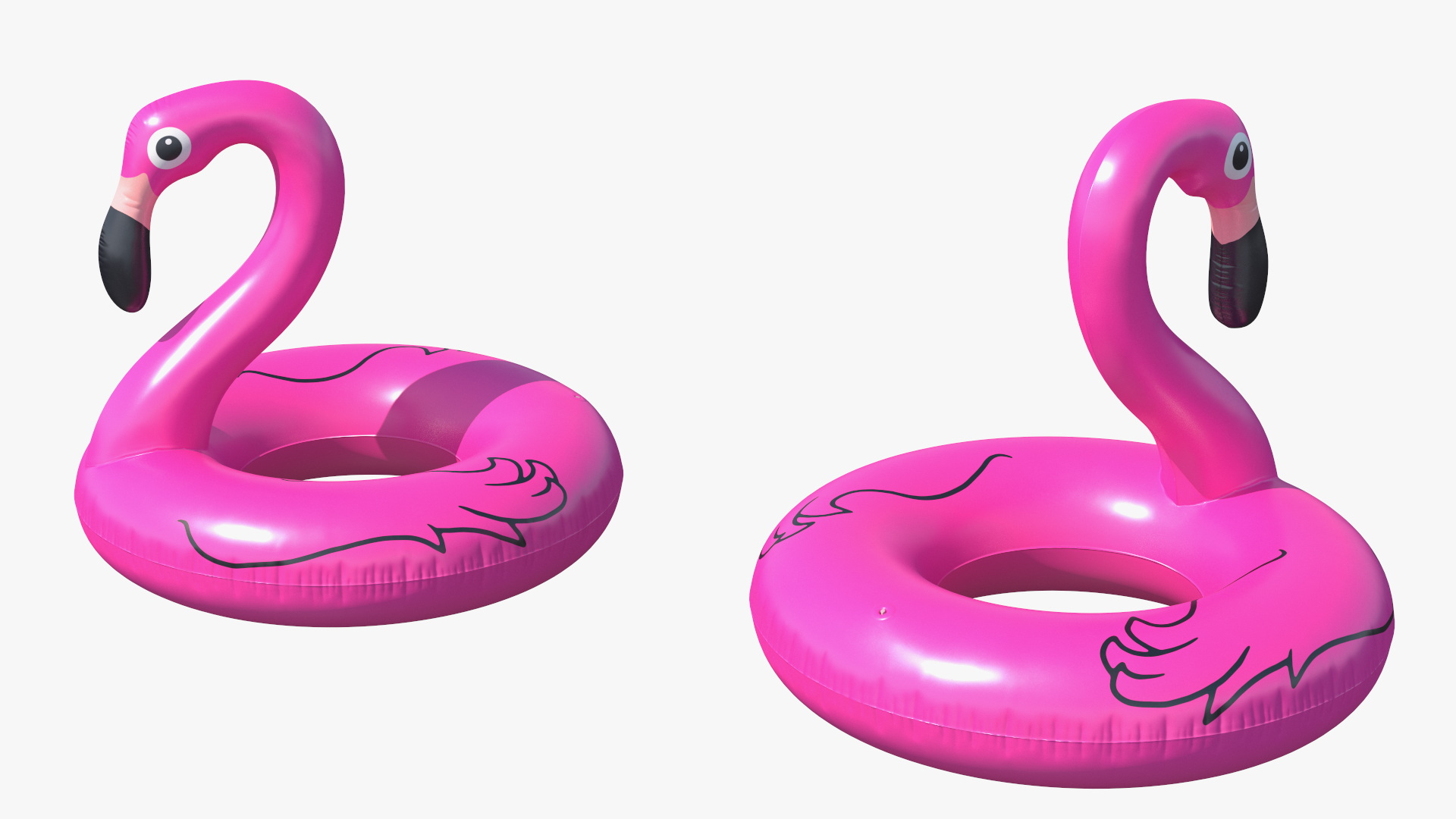 Pool and Inflatable Flamingo Swimming Ring 3D