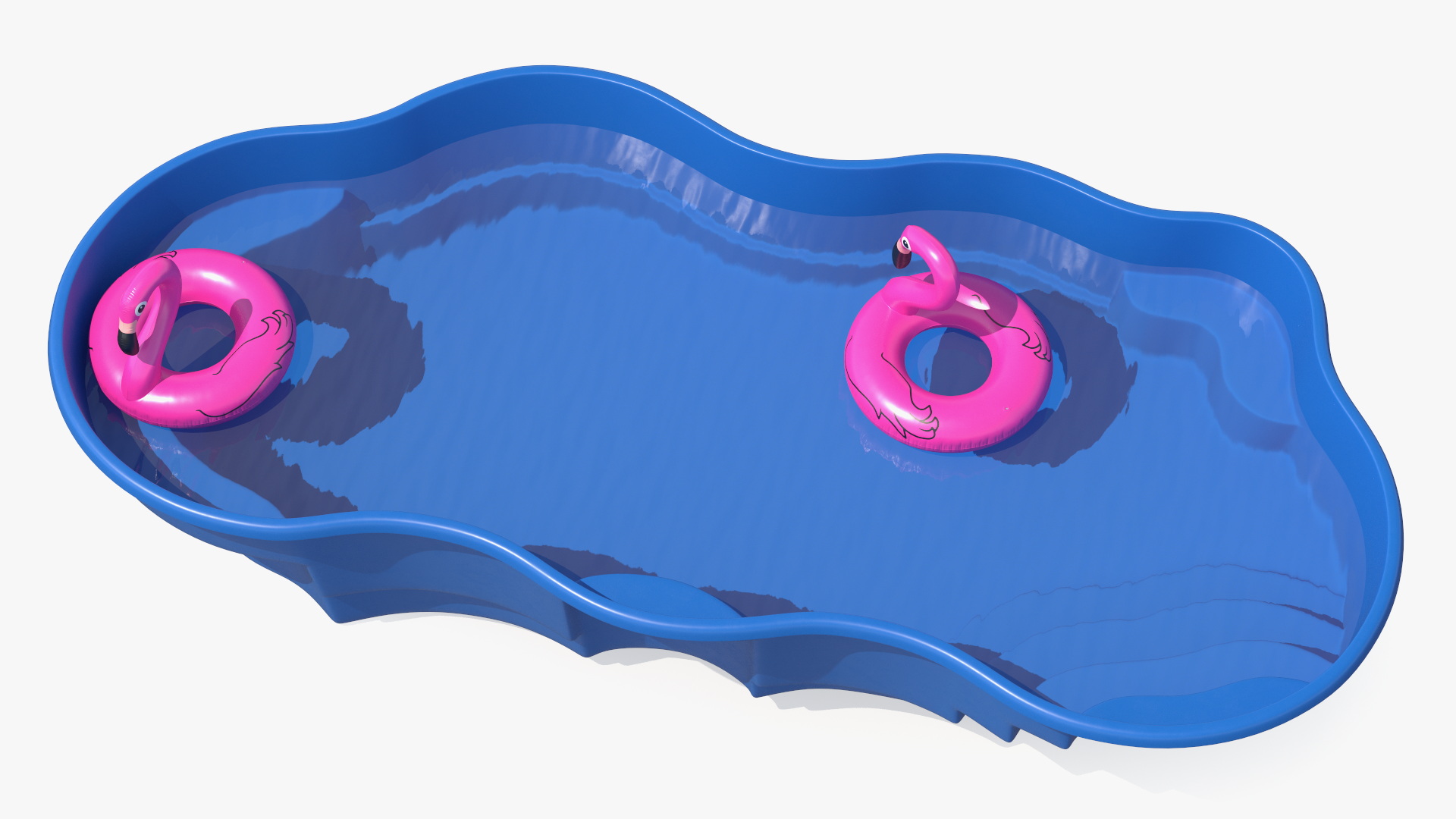 Pool and Inflatable Flamingo Swimming Ring 3D