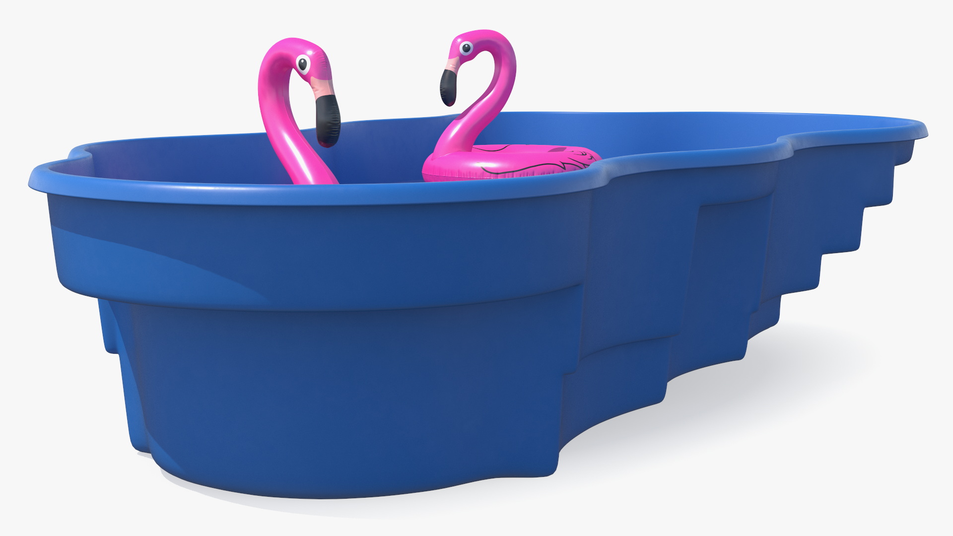 Pool and Inflatable Flamingo Swimming Ring 3D