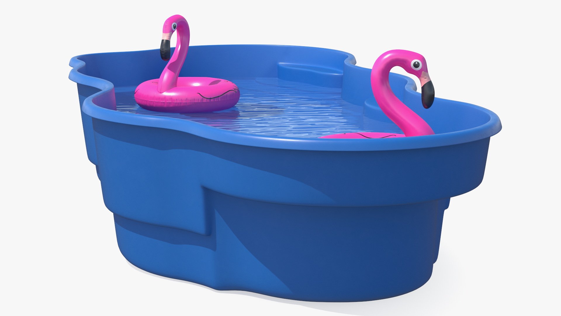 Pool and Inflatable Flamingo Swimming Ring 3D