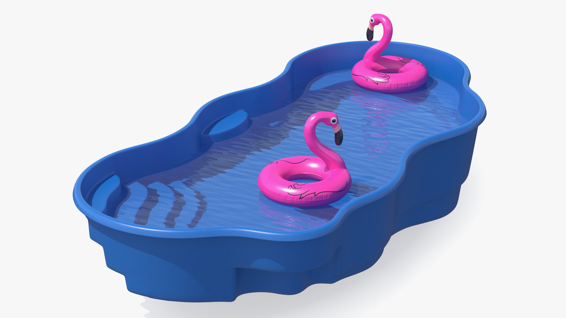 Pool and Inflatable Flamingo Swimming Ring 3D