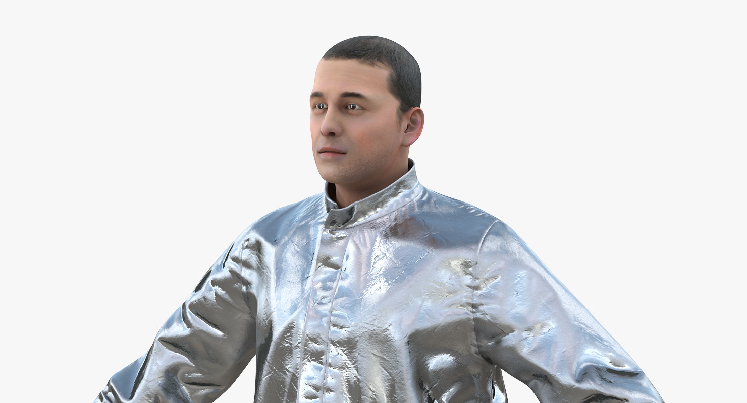 3D model Firefighter Wearing Aluminized Chemical Protective Suit