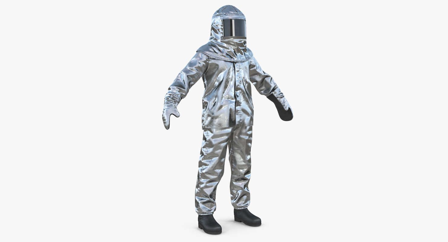 3D model Firefighter Wearing Aluminized Chemical Protective Suit