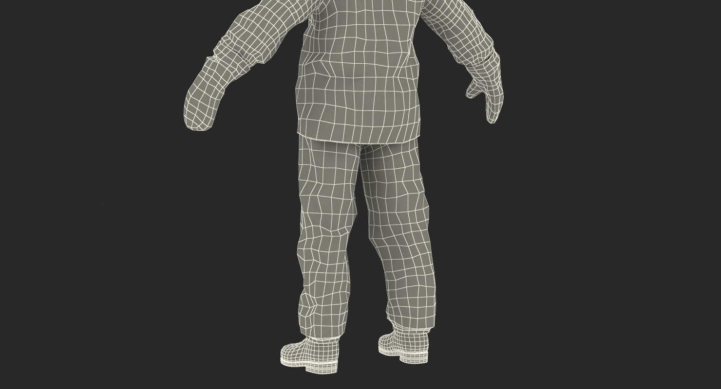 3D model Firefighter Wearing Aluminized Chemical Protective Suit