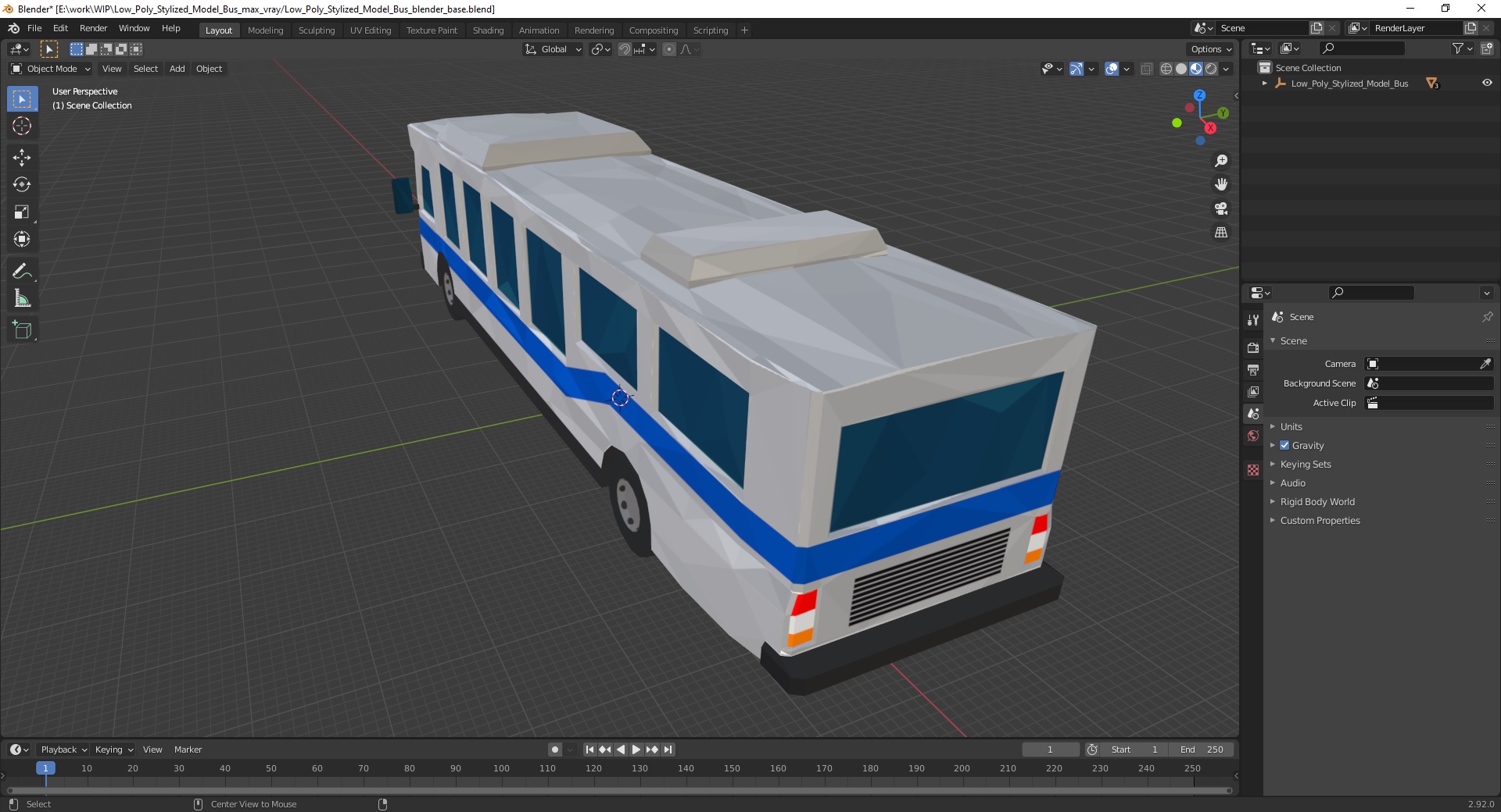 Low Poly Stylized Model Bus 3D