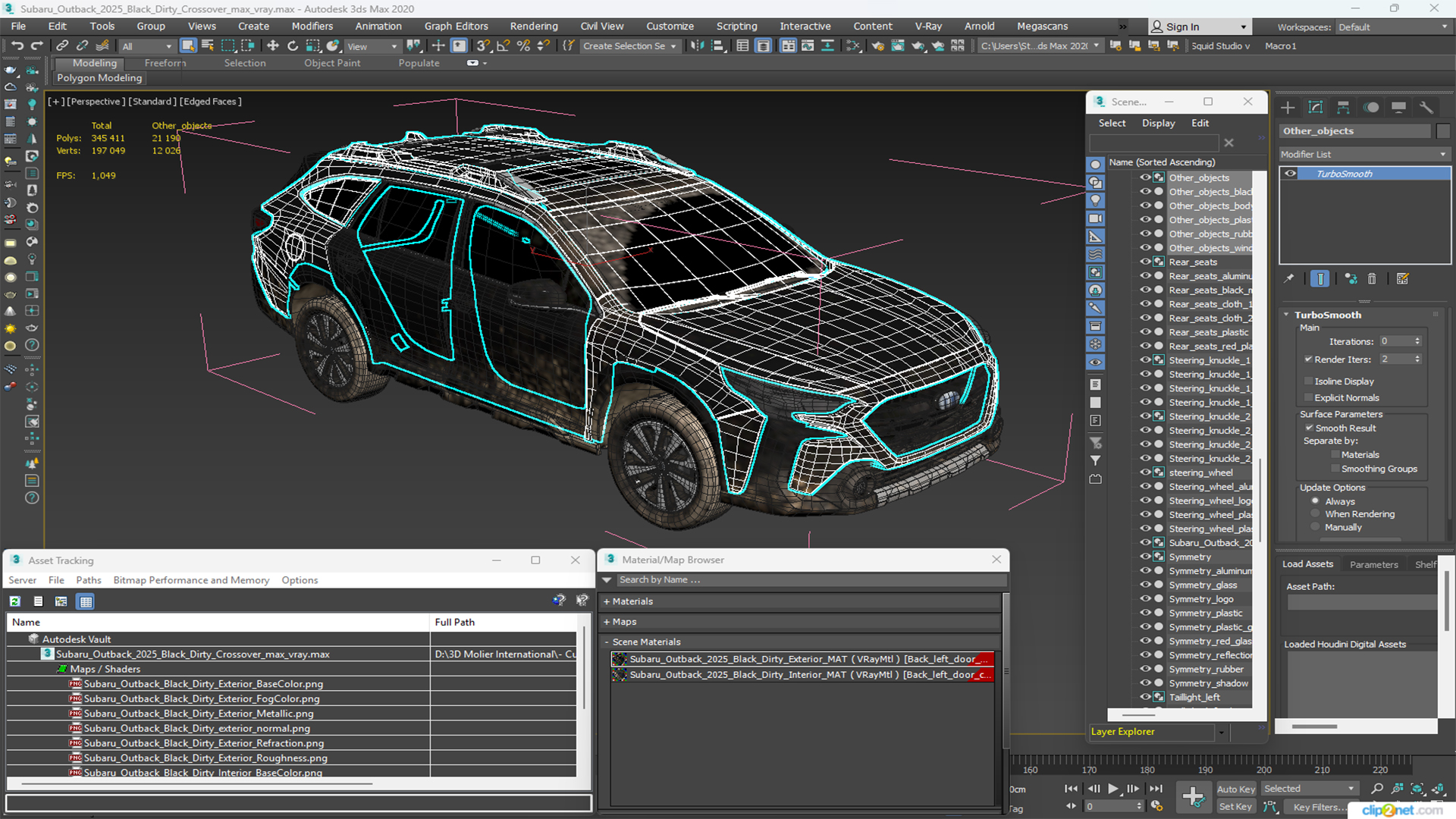 3D Subaru Outback 2025 Black Dirty Crossover