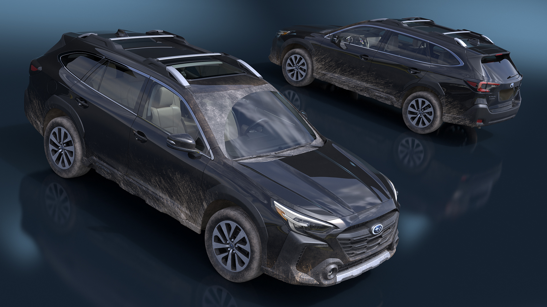 3D Subaru Outback 2025 Black Dirty Crossover