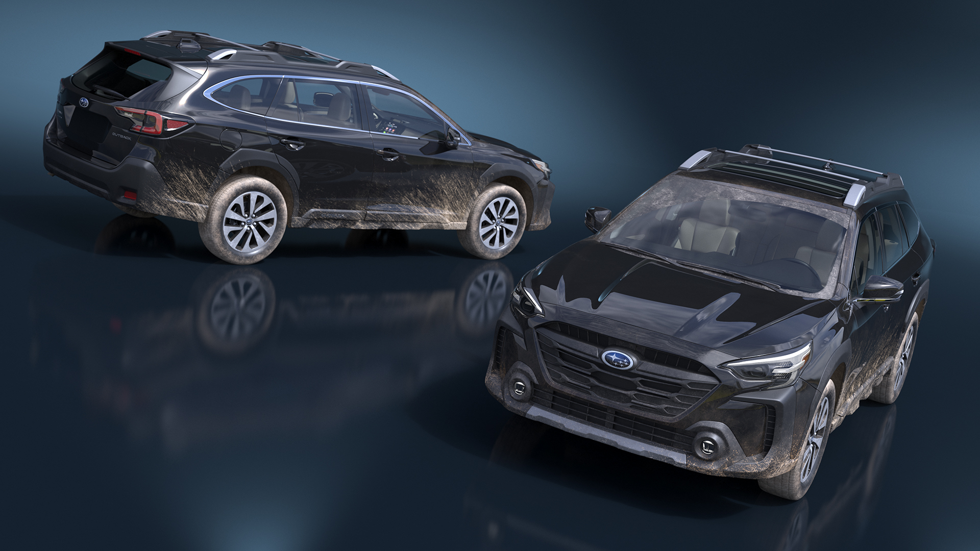 3D Subaru Outback 2025 Black Dirty Crossover