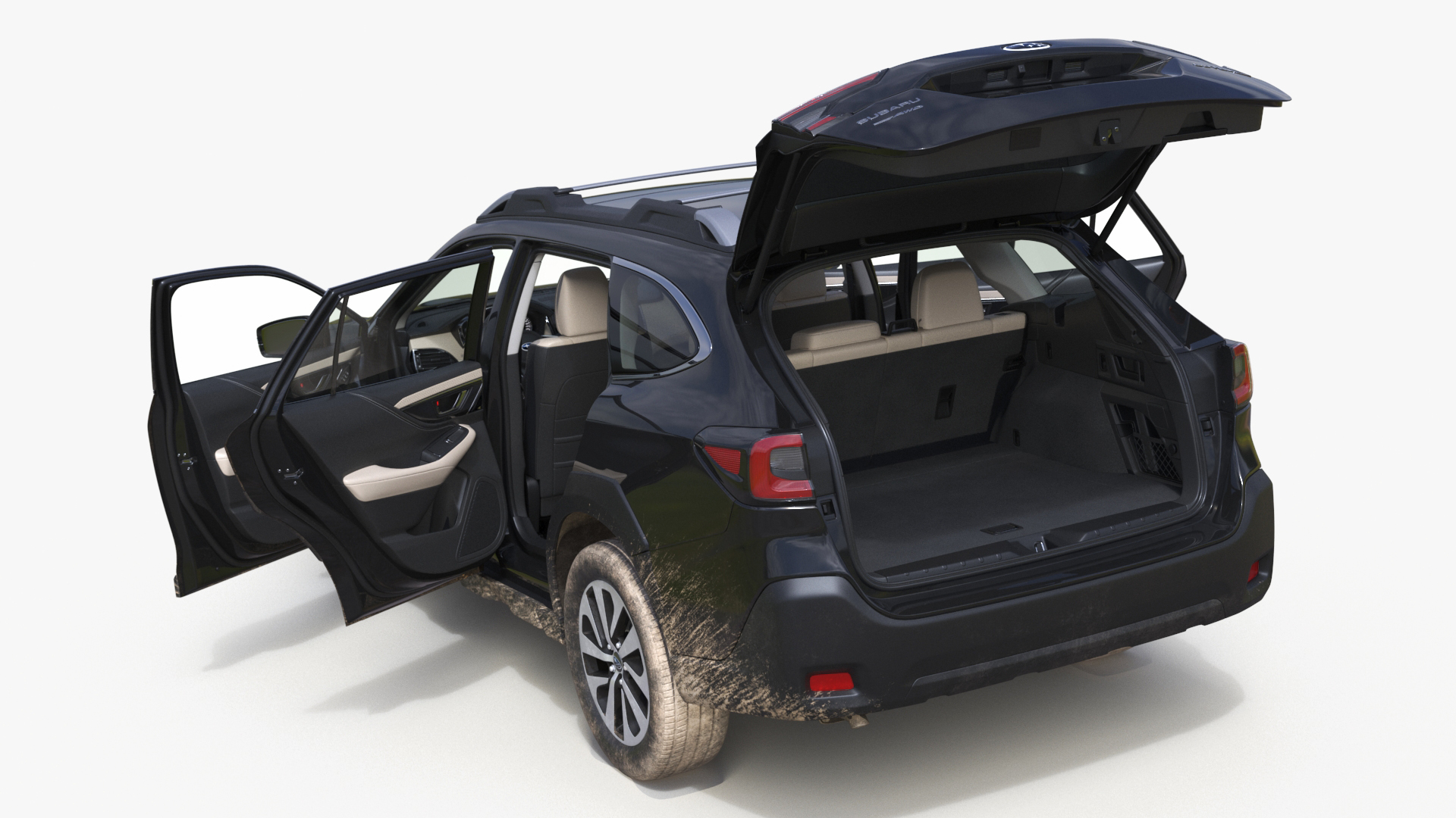 3D Subaru Outback 2025 Black Dirty Crossover