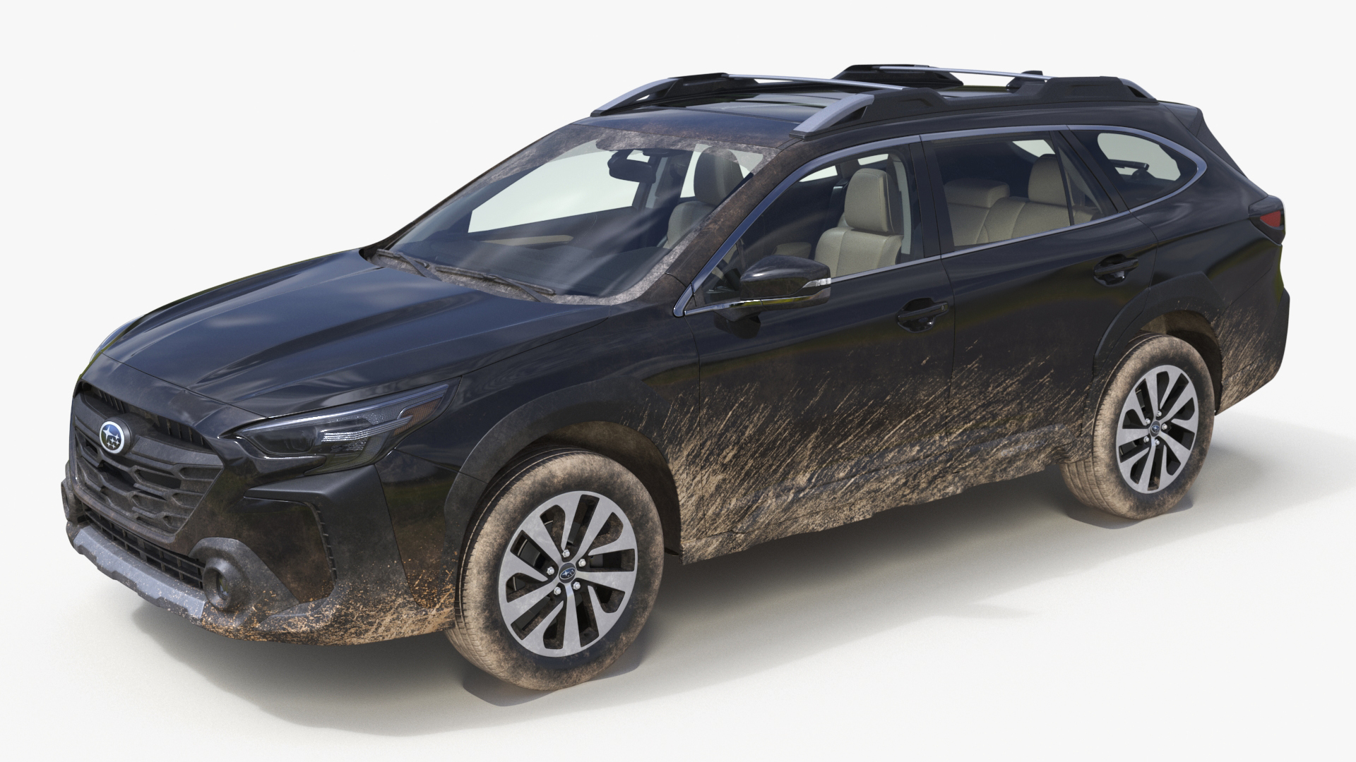 3D Subaru Outback 2025 Black Dirty Crossover