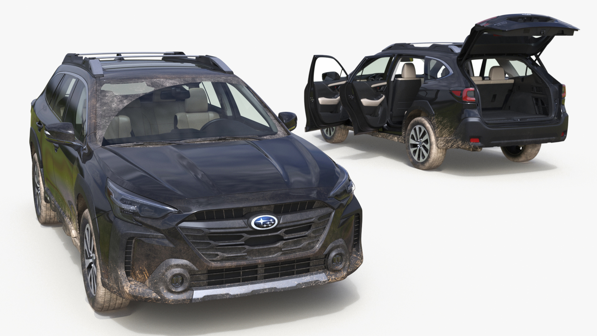 3D Subaru Outback 2025 Black Dirty Crossover