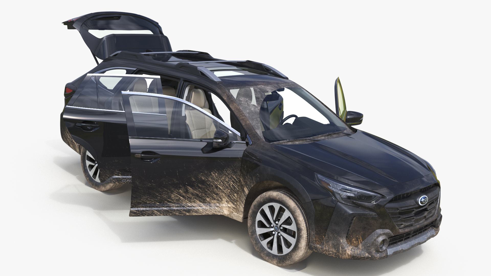 3D Subaru Outback 2025 Black Dirty Crossover