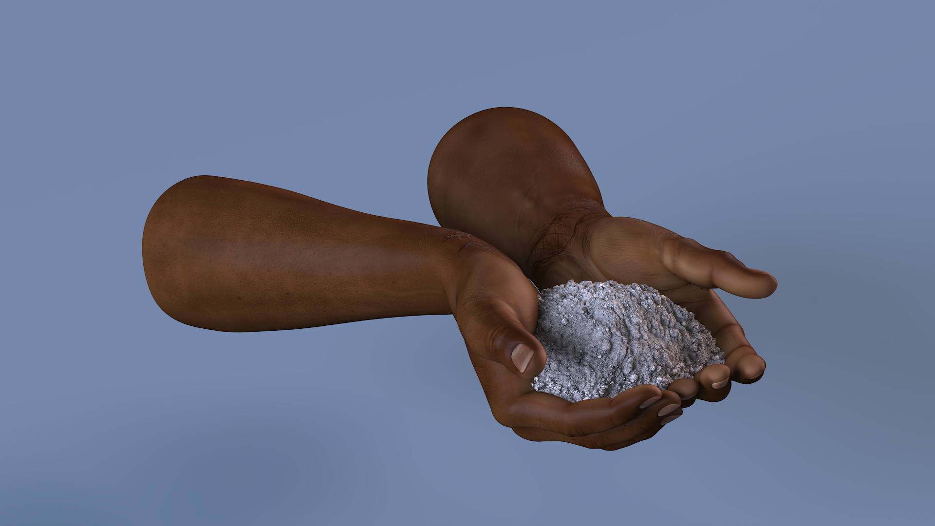 3D Afro American Hands Holding Ashes model