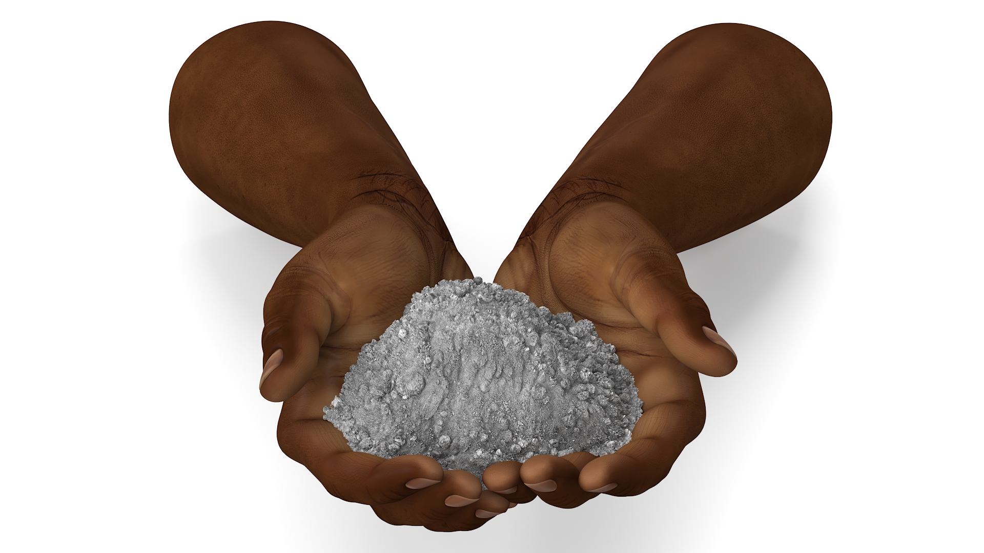 3D Afro American Hands Holding Ashes model