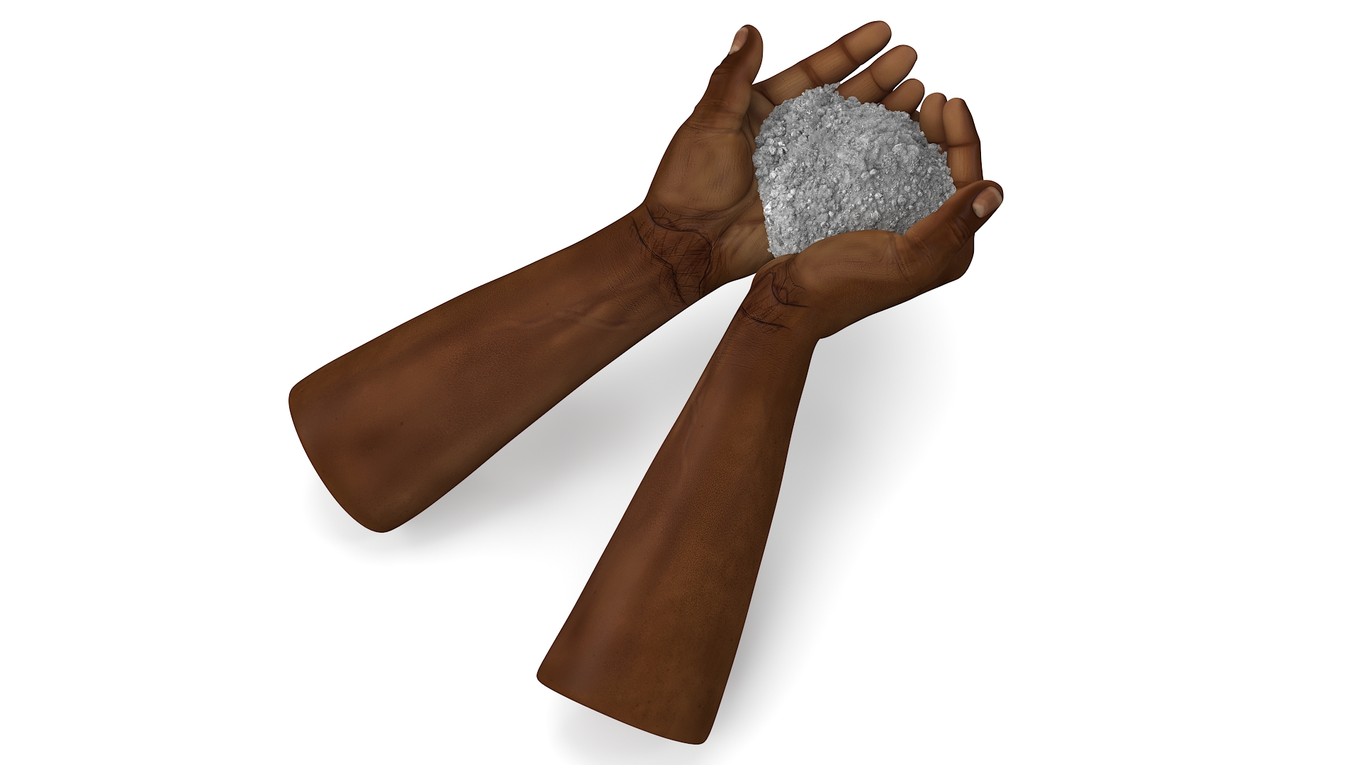 3D Afro American Hands Holding Ashes model