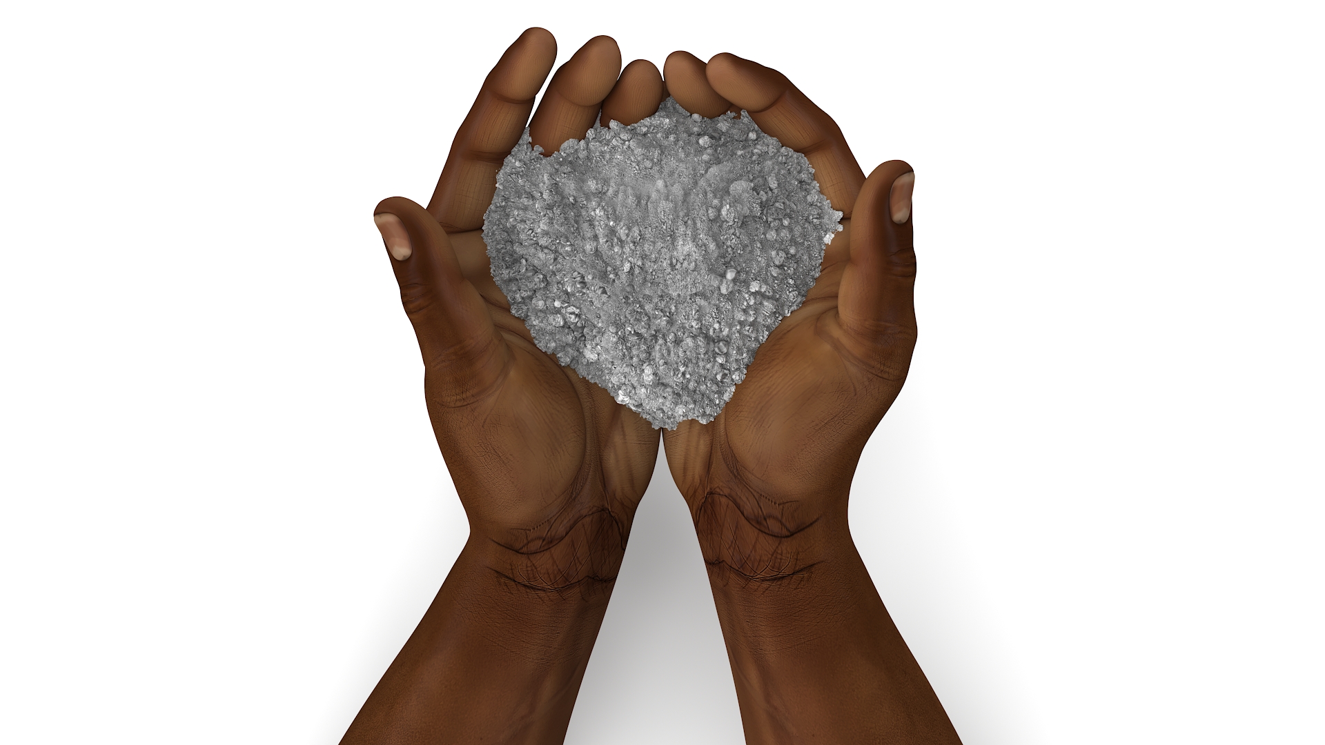 3D Afro American Hands Holding Ashes model