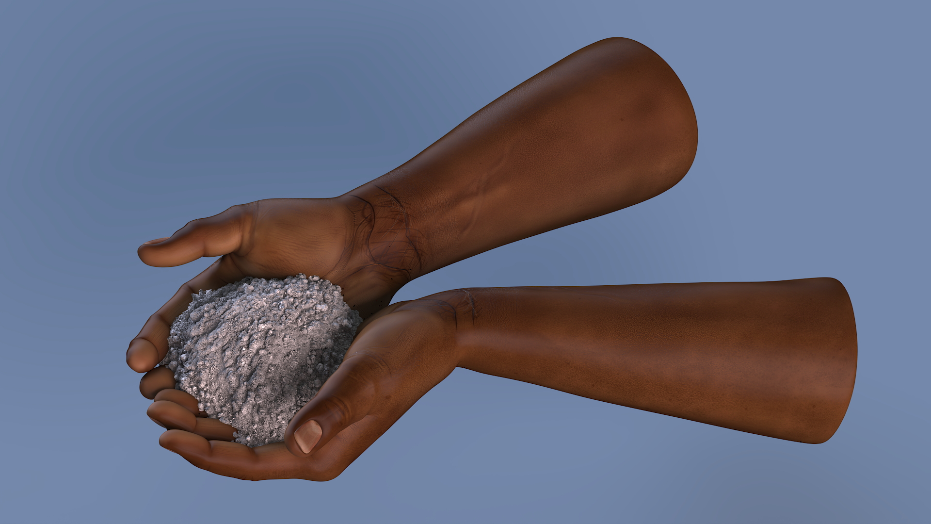 3D Afro American Hands Holding Ashes model