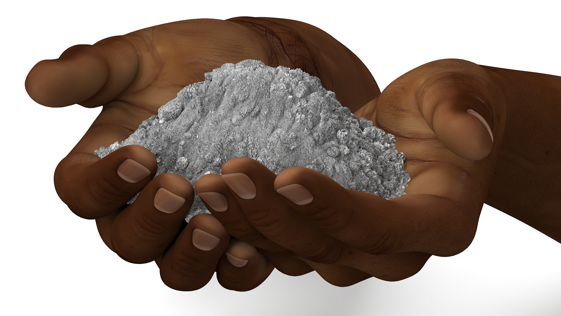 3D Afro American Hands Holding Ashes model