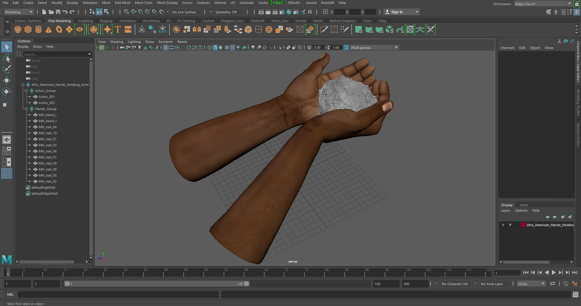 3D Afro American Hands Holding Ashes model