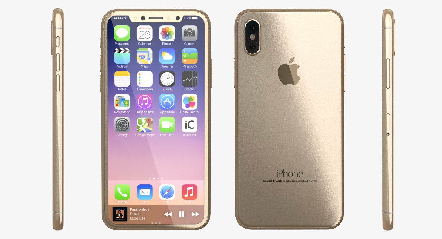 3D Iphone 8 Concept Gold