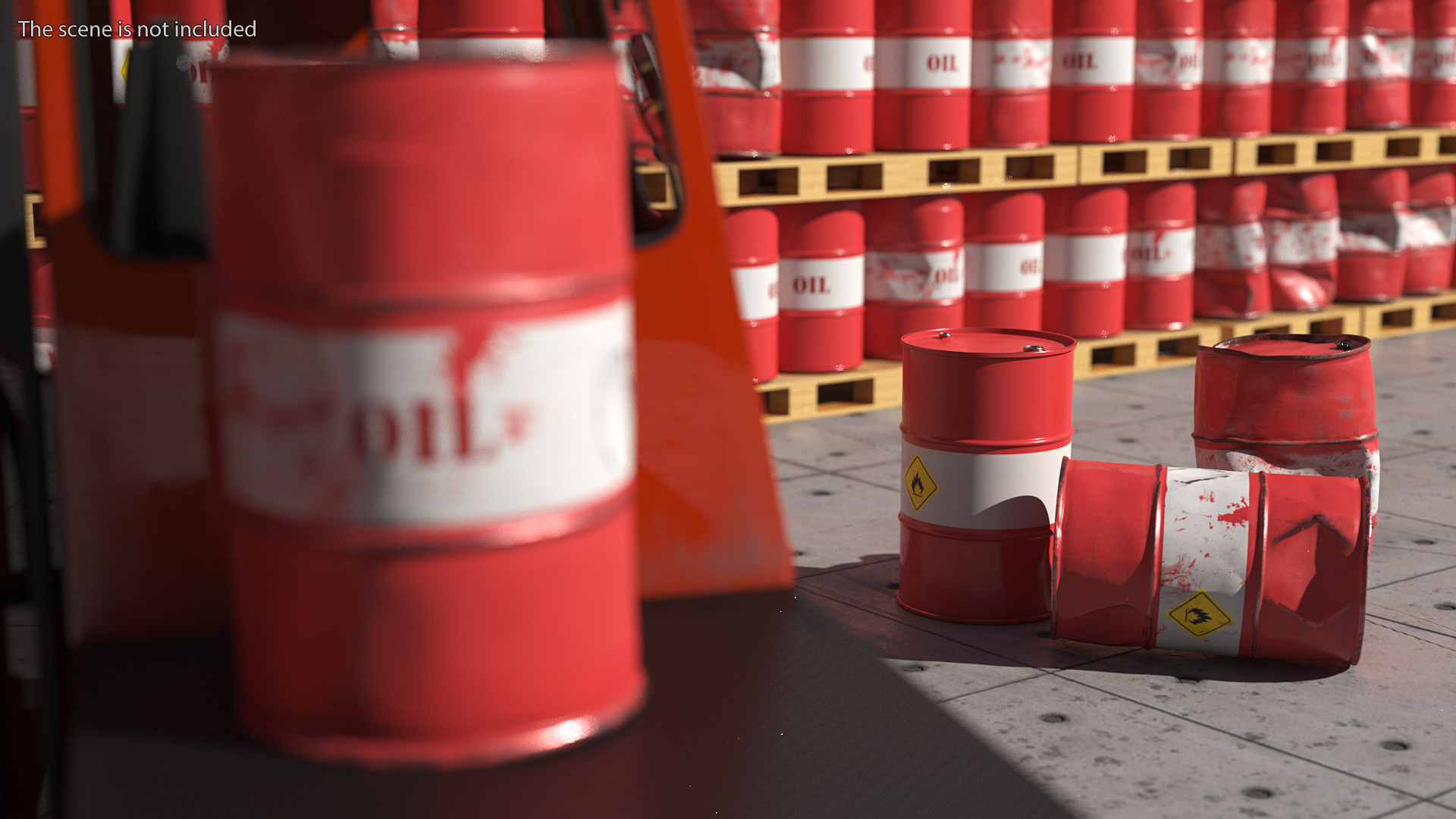 3D Crude Oil Barrels Set