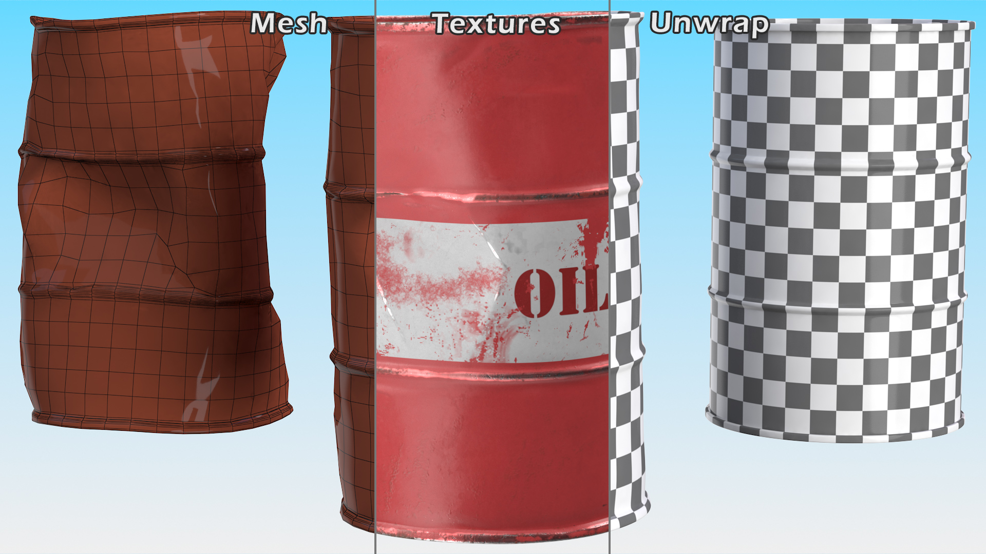 3D Crude Oil Barrels Set