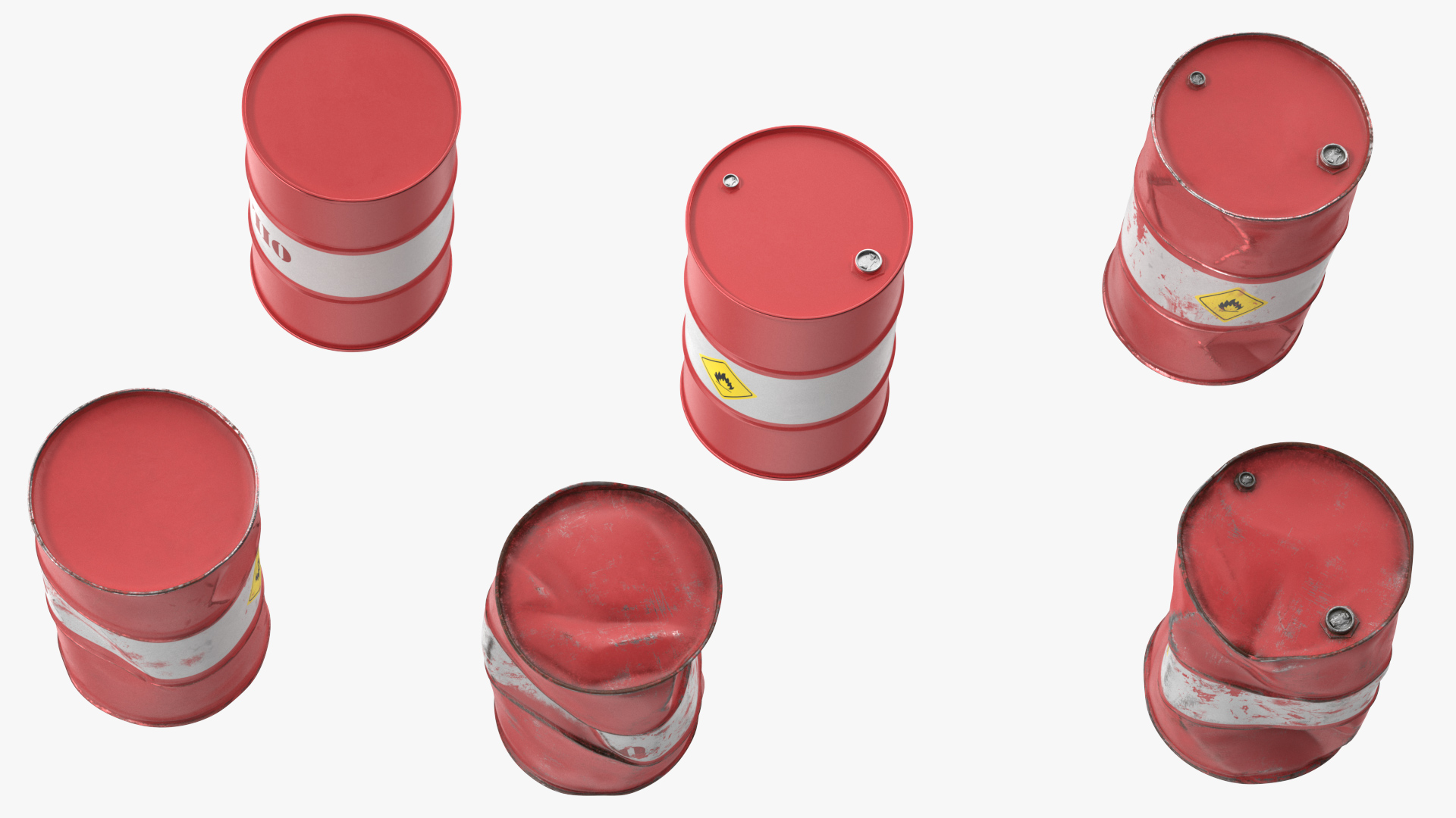 3D Crude Oil Barrels Set