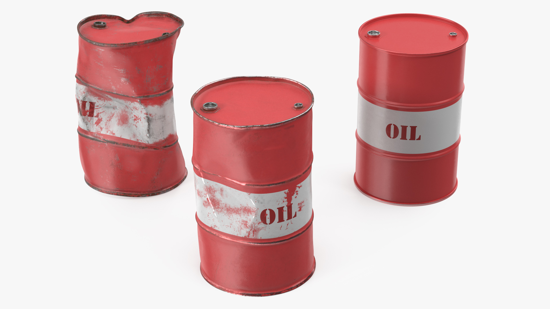 3D Crude Oil Barrels Set