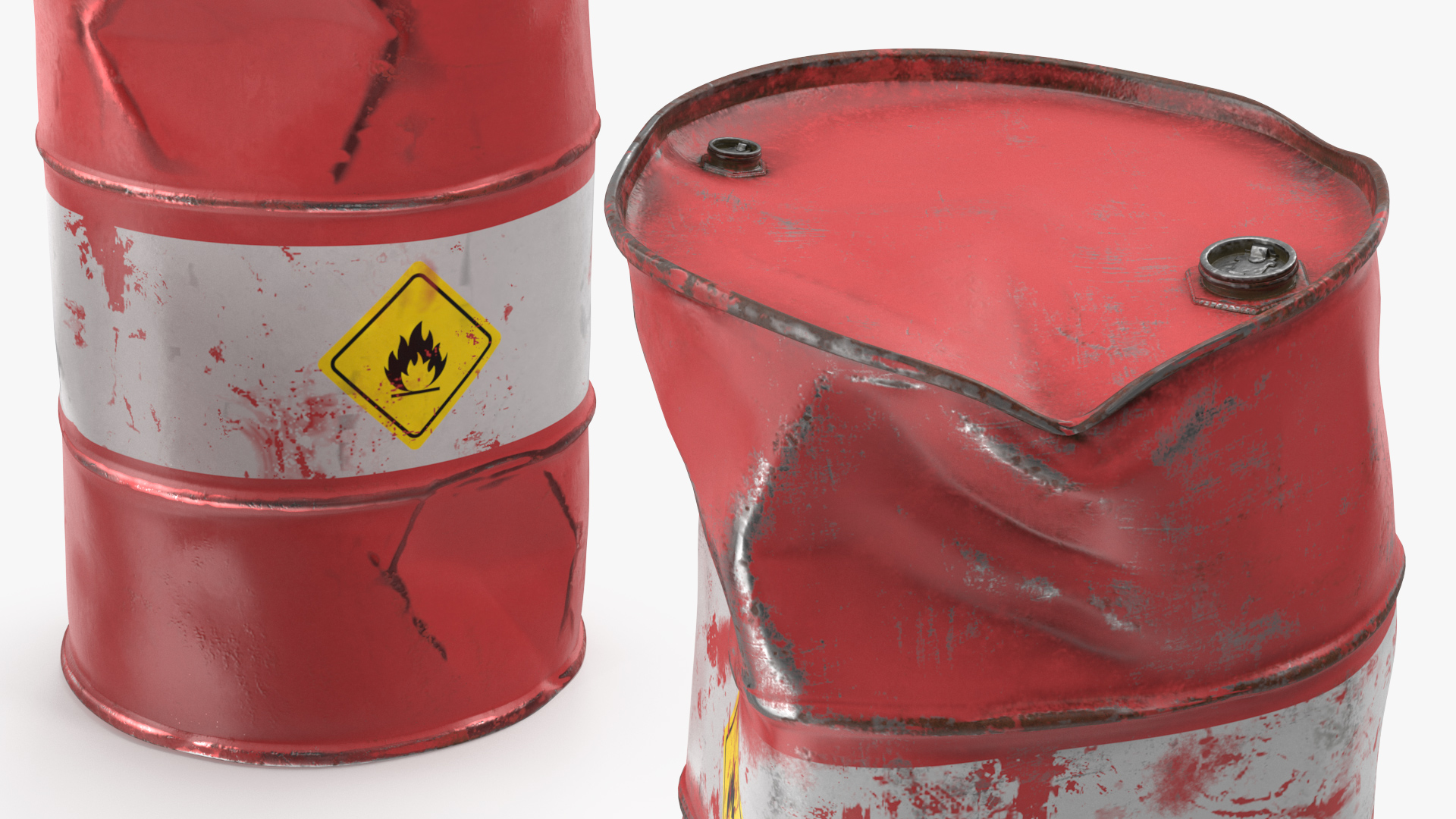 3D Crude Oil Barrels Set