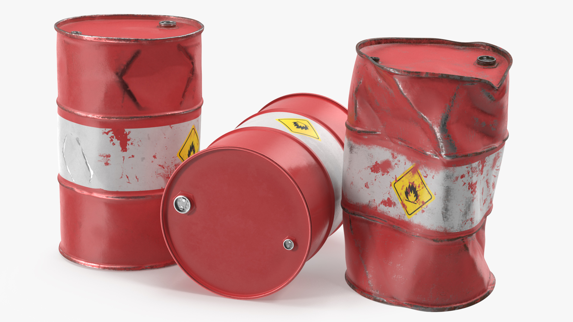 3D Crude Oil Barrels Set