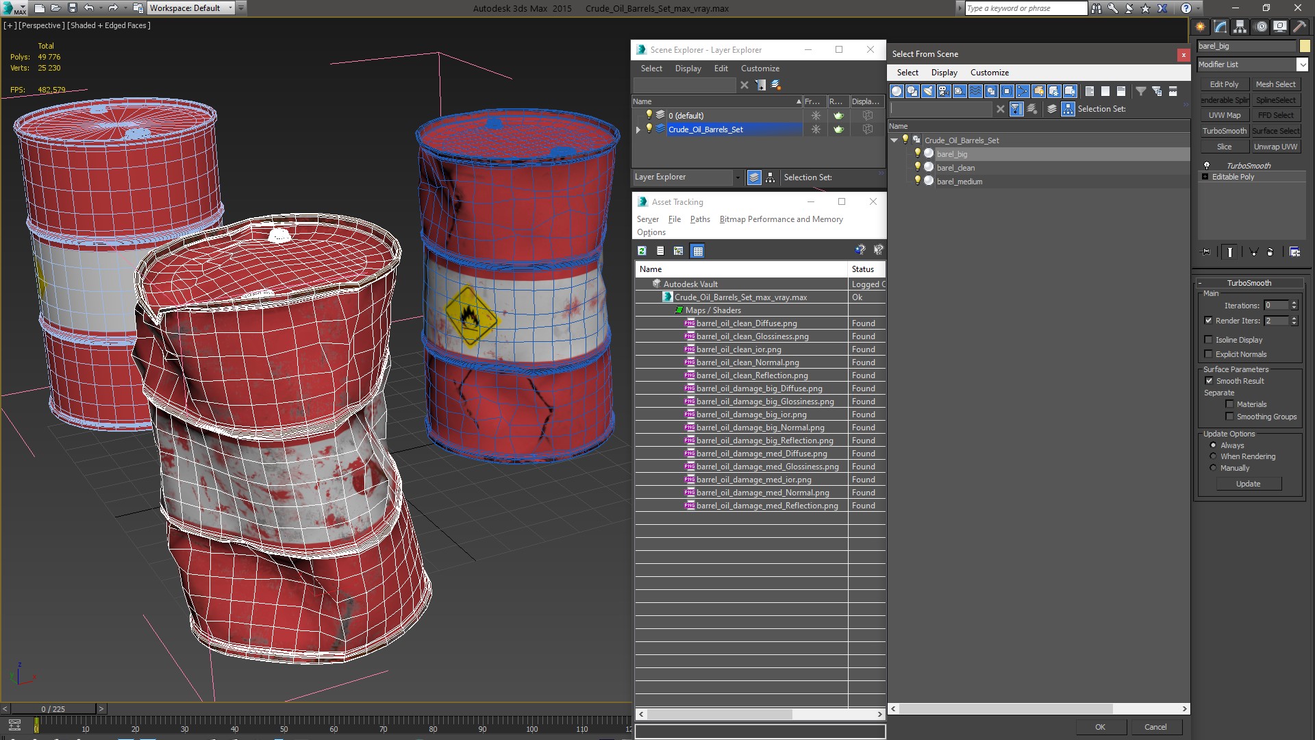 3D Crude Oil Barrels Set