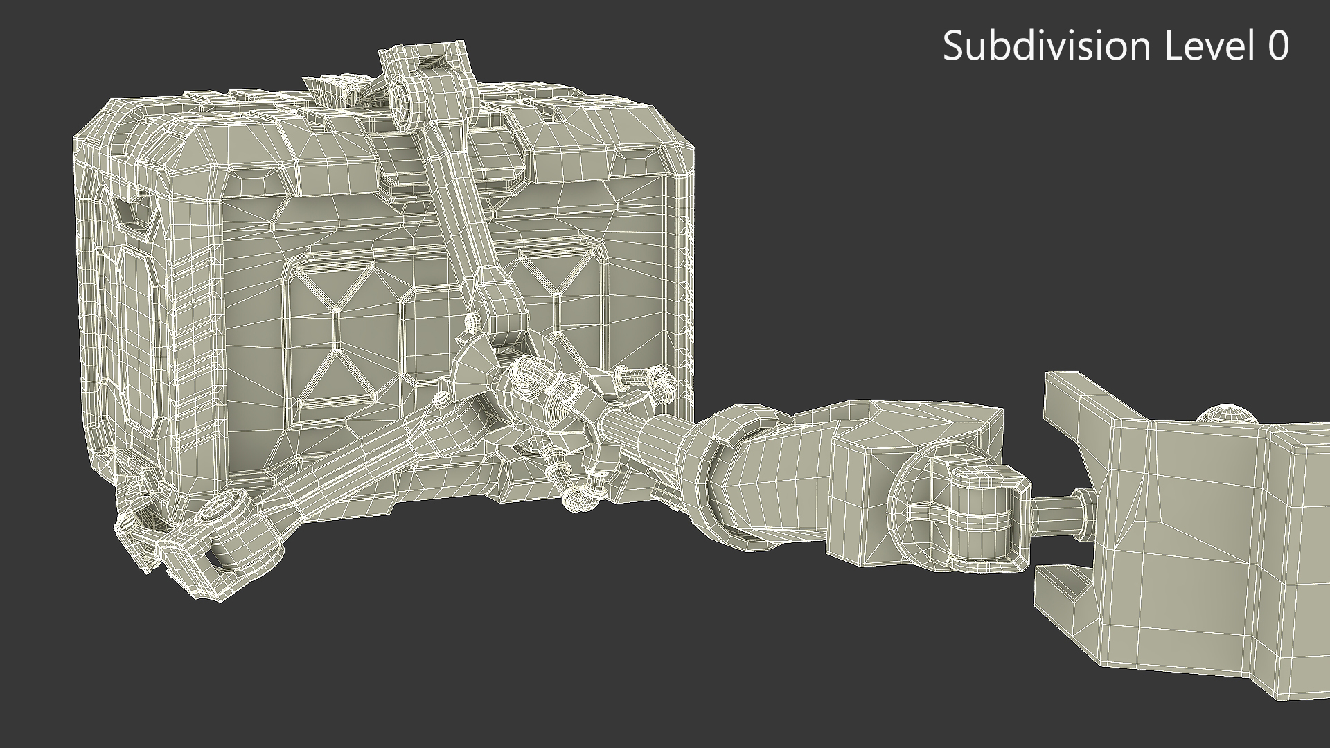 Futuristic Robotic Arm with Sci-Fi Storage Crates 3D model