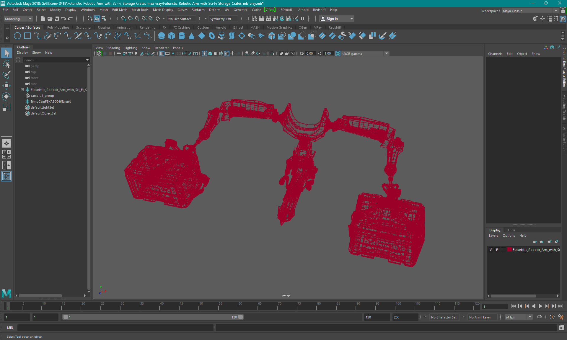 Futuristic Robotic Arm with Sci-Fi Storage Crates 3D model