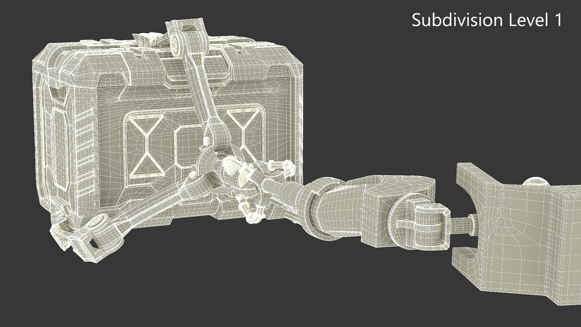 Futuristic Robotic Arm with Sci-Fi Storage Crates 3D model