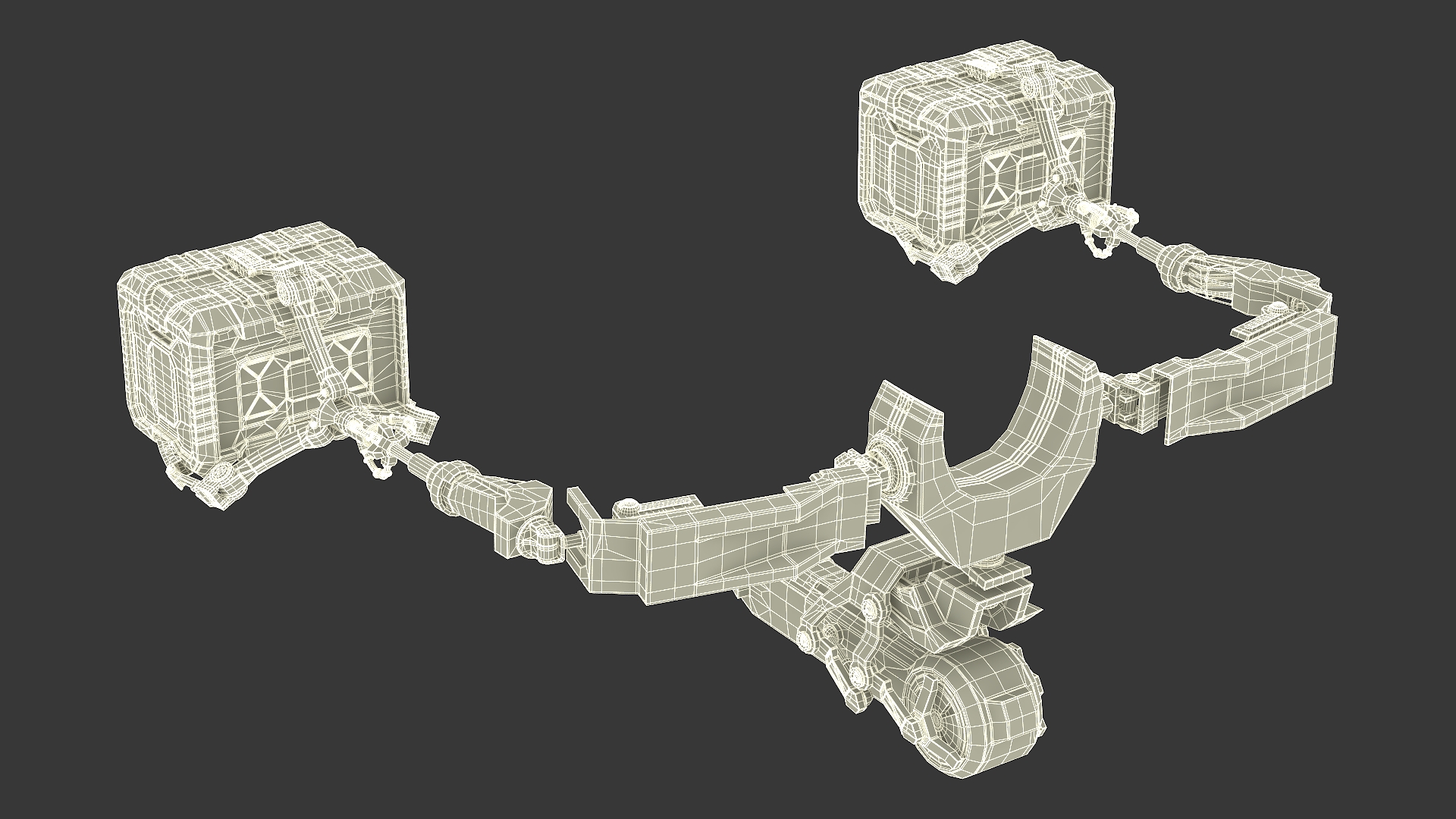 Futuristic Robotic Arm with Sci-Fi Storage Crates 3D model