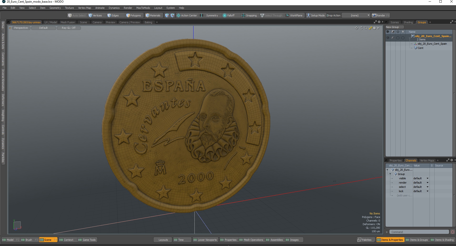 3D 20 Euro Cent Spain model