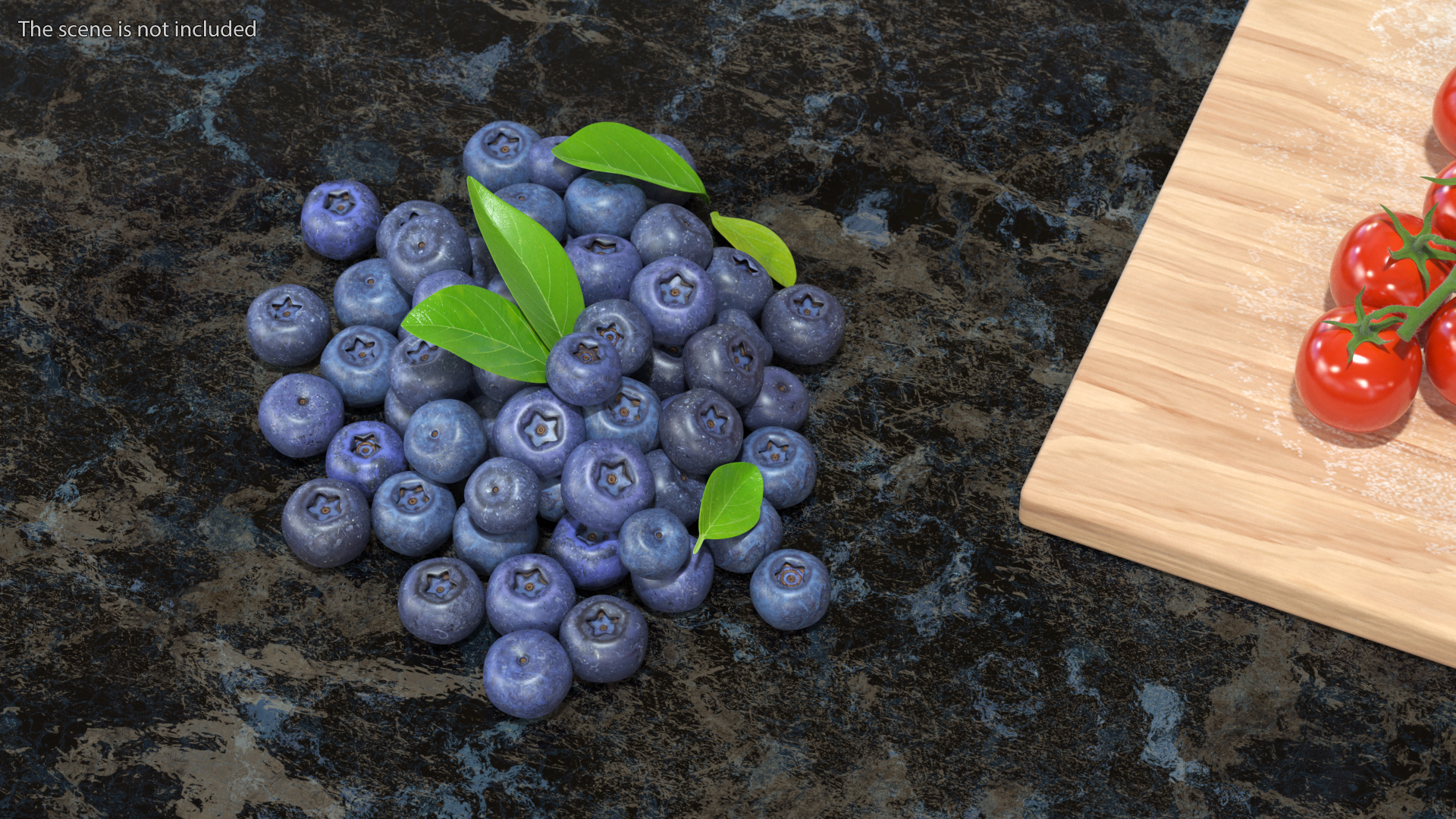 Bunch of Garden Ripe Blueberries 3D