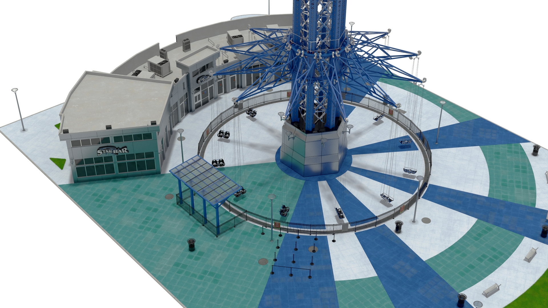 Orlando StarFlyer Attraction Fur Rigged 3D model